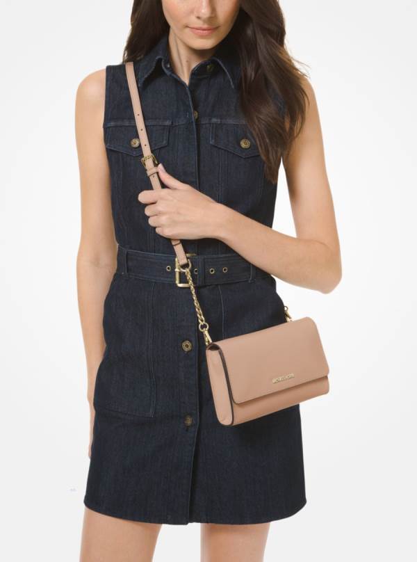 Damske Crossbody Kabelka Michael Kors Saffiano Leather 3-in-1 Crossbody Hnedožltý - Kabelky Michael Kors Levně | UJWBL-0453